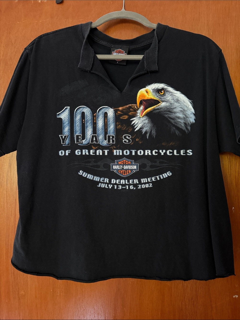 Vintage 2002 Harley-Davidson Black Cropped Anniversary Tee